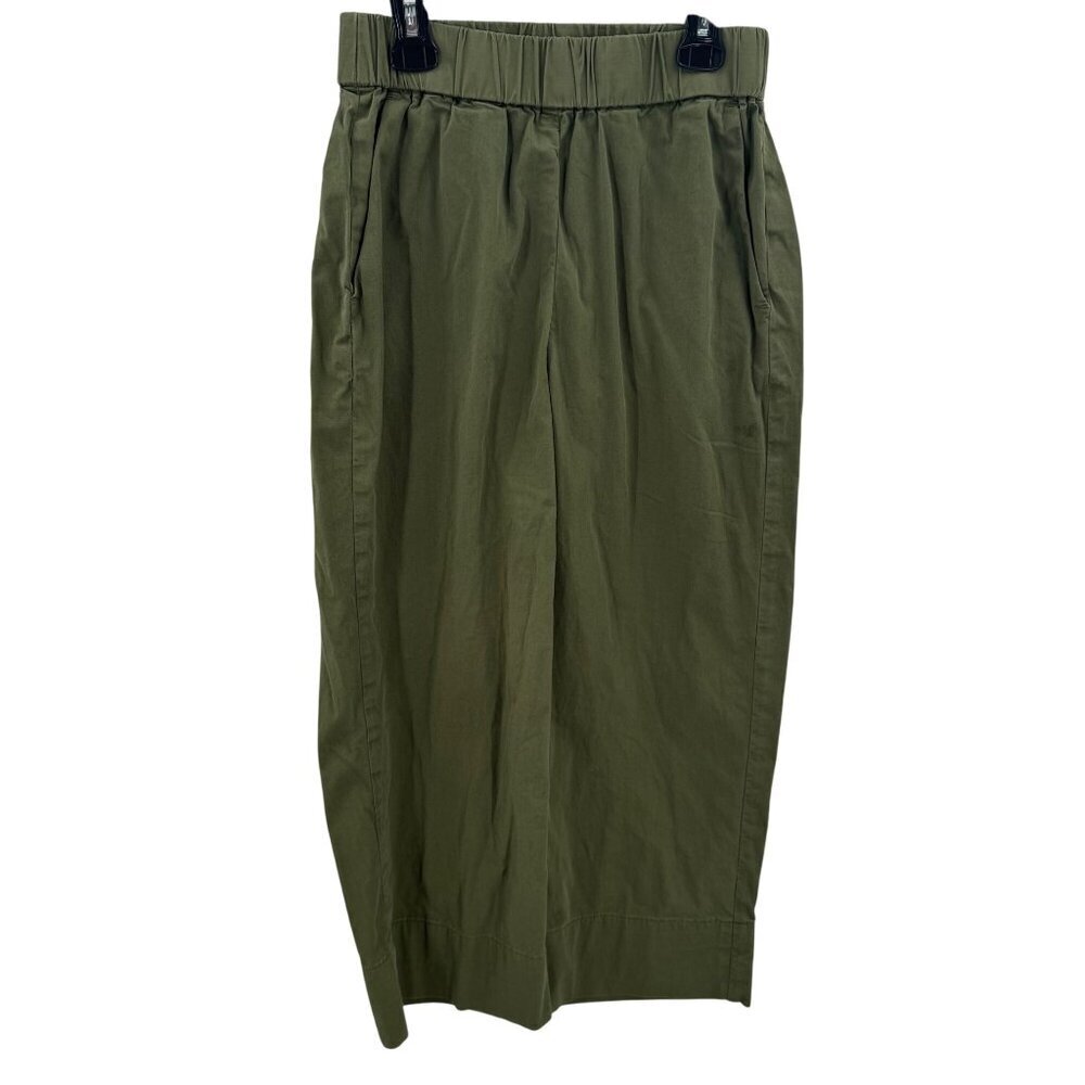 Everlane Olive Wide Leg Stretch Waist Womens Pants Size 4 Cotton Blend